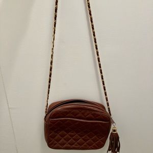 Burgundy Leather Quilted Chain Purse